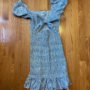 Princess Polly blue floral scrunch dress